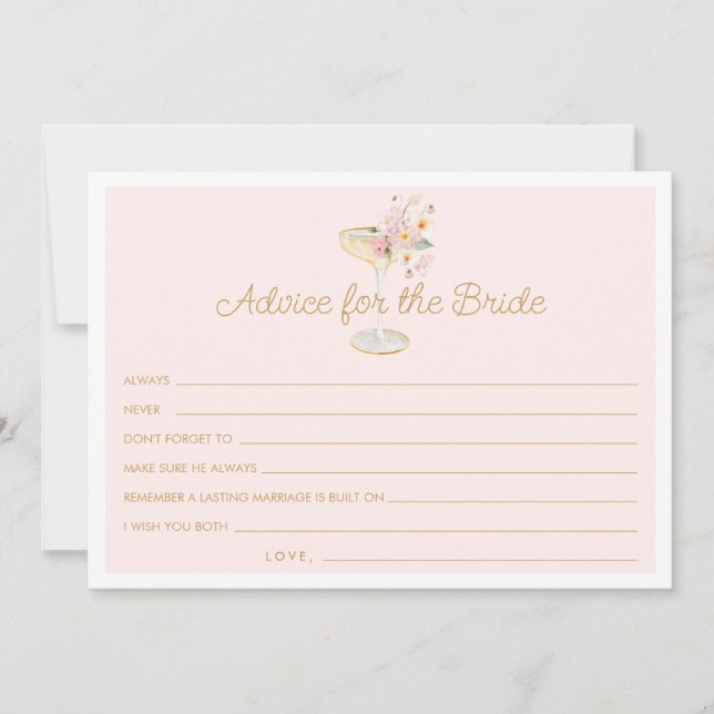 Kronblad och Prosecco Råd för Brudkort Tack Kort (Framsida)