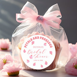 Kronblad och Prosecco Rosé Bröllopsdusch Runt Klistermärke