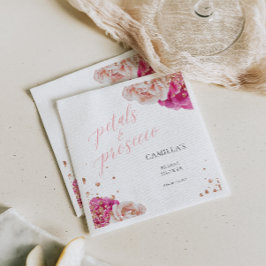 Kronblad och Prosecco Script Glittrande Blommor Pappersservett