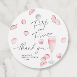 Kronblad och Prosecco - tack bröllopsdusch Gåvor Etiketter