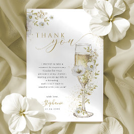 Kronblad och Prosecco Vilda Blommor Bröllopsdusch Tack Kort