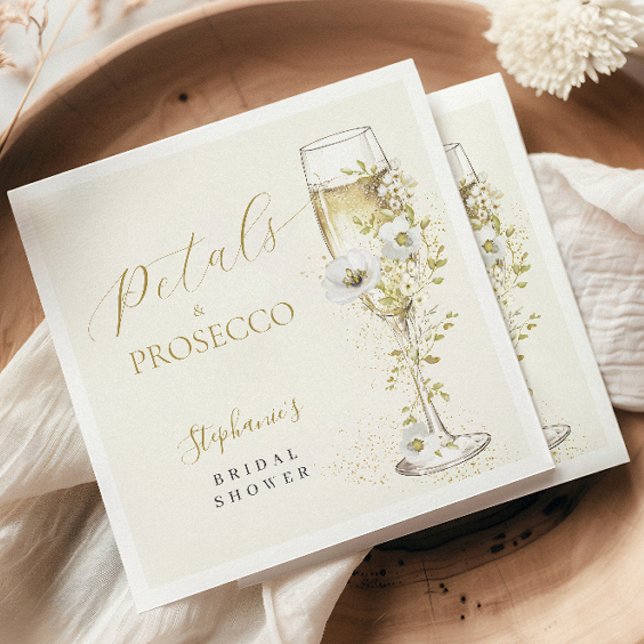 Kronblad och Prosecco Vildblommor Bröllopsfest  Pappersservett (Skapare uppladdad)