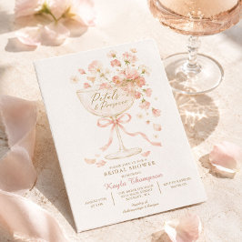 Kronblad & Prosecco Blommig Bröllopsdusch Inbjudningar