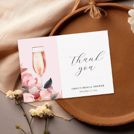 Kronblad & Prosecco Blommig Bröllopsdusch Tack Kort