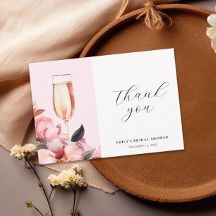 Kronblad & Prosecco Blommig Bröllopsdusch Tack Kort