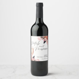 Kronblad & Prosecco Blommig Bröllopsdusch Vinflaska Etikett