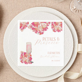 Kronblad & Prosecco Bröllopsdusch Blommig Rosa Pappersservett