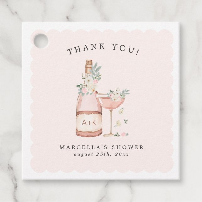 Kronblad & Prosecco Bröllopsdusch Möhippa Gåvor Etiketter (Framsida)