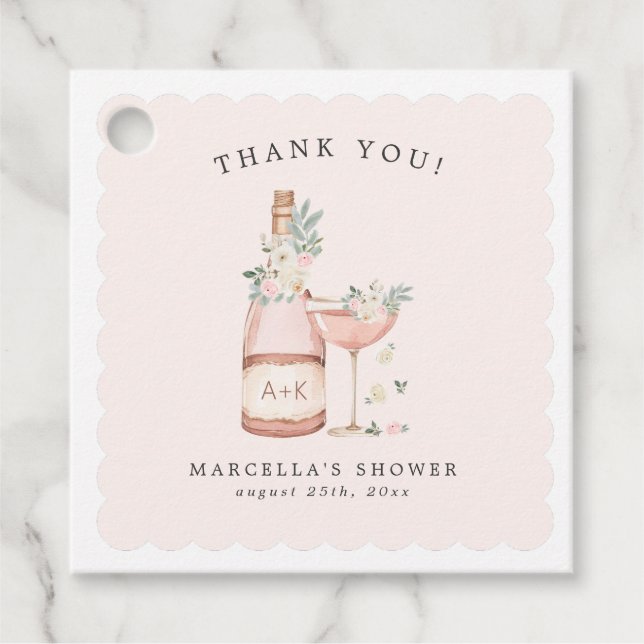 Kronblad & Prosecco Bröllopsdusch Sjungbrudseta Gåvor Etiketter (Framsida)