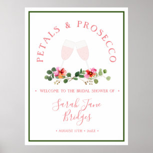 Kronblad & Prosecco Bröllopsdusch Välkommen Poster