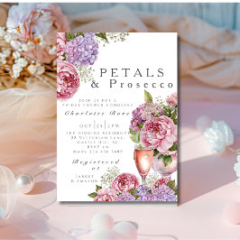 Kronblad & Prosecco Bröllopsduschblommor Inbjudningar