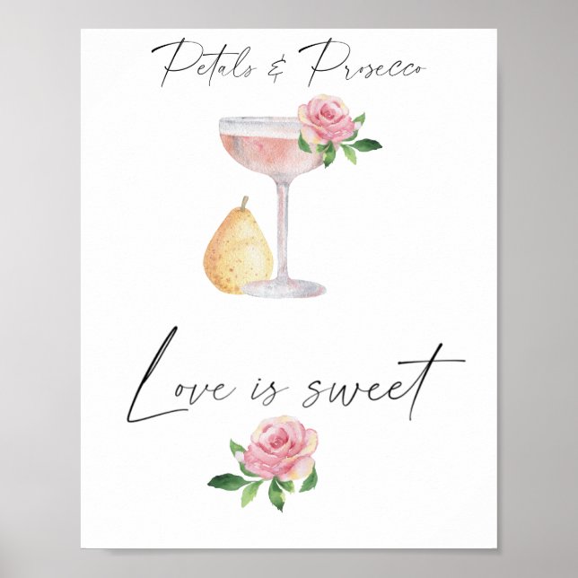 Kronblad & Prosecco - kärlek är sött, ta en godbit Poster (Framsidan)