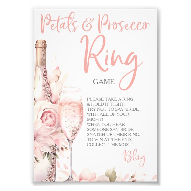 Kronblad & Prosecco Ring Game Hunt Ringar Fototryck (Framsidan)