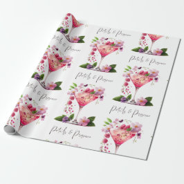Kronblad & Prosecco Rosa Blommig Bröllopsdusch  Presentpapper
