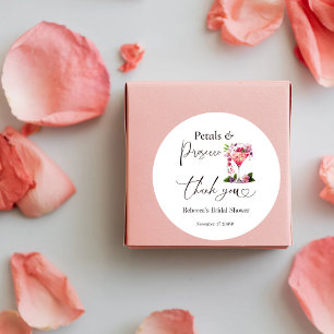 Kronblad & Prosecco Rosa Blommig Bröllopsfest Runt Klistermärke