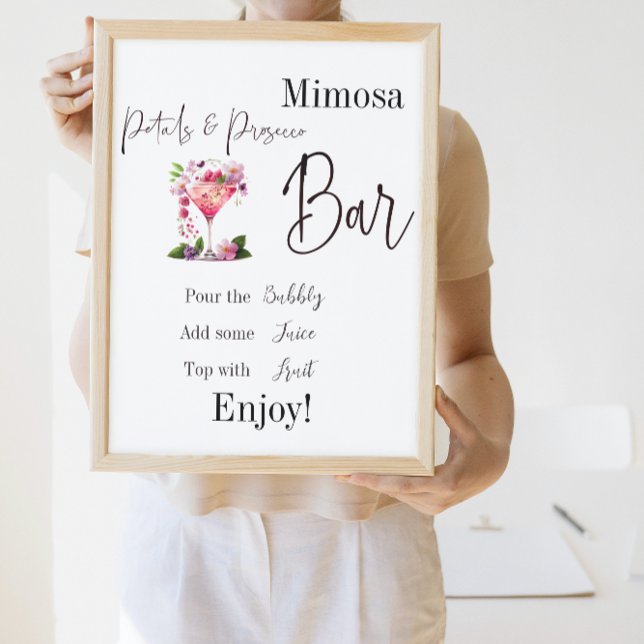Kronblad & Prosecco Rosa Bröllopsdags Mimosa Bar Poster (Skapare uppladdad)
