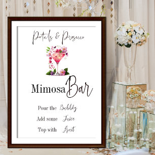 Kronblad & Prosecco Rosa Bröllopsdusch Blomsterbar Poster