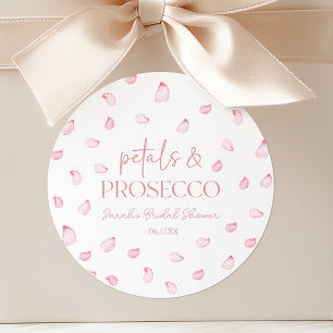 Kronblad & Prosecco Rosa Rosenkronblad Bröllopsdus Runt Klistermärke