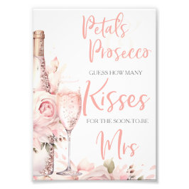 Kronblad & Prosecco Rosenskära Blommig Bröllopsfes Fototryck