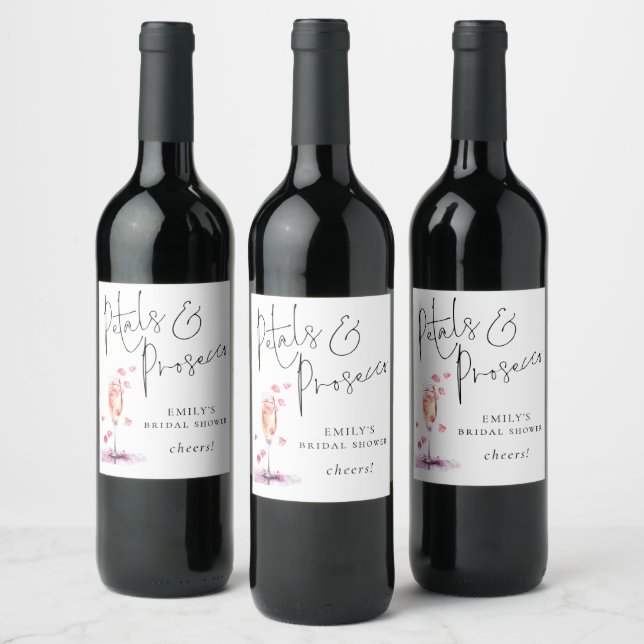 Kronblad Prosecco Skript Klockren Bröllopsfest Vinflaska Etikett (Flaskor)