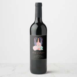 Kronblad & Prosecco Sukkulent Bröllopsdusch Vinflaska Etikett