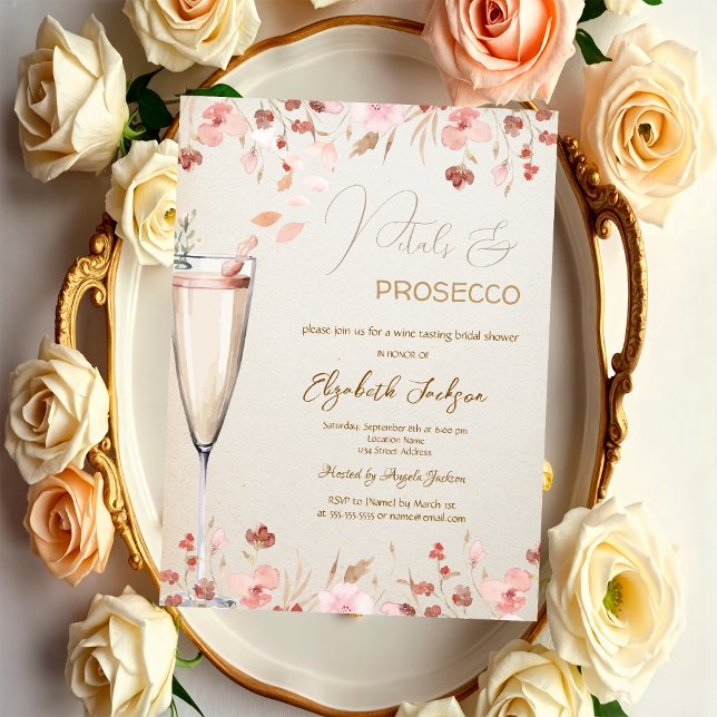 Kronblad & Prosecco Vilda Blommor Inbjudan (Skapare uppladdad)