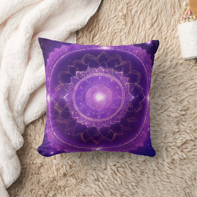 Kronchackra Lila Mandala Kudde (Filt)