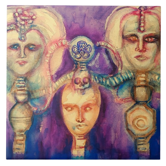 KRONEN AV SILIKONS vattenfärg Kakelplatta (Framsidan)