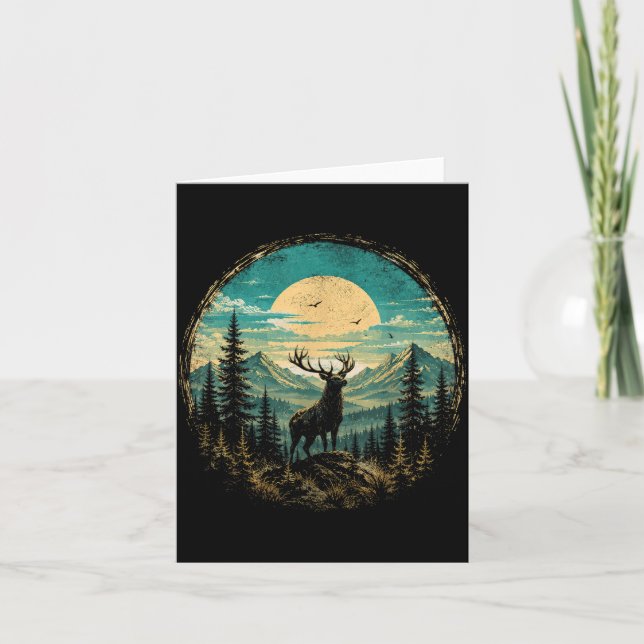 Kronhjort mån skog berg vildmark upptäckare kort (Framsida)