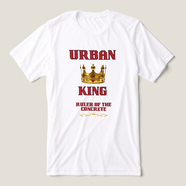 KRÖNING AV EN URBAN KONUNG MÄNS VITT & RÖTT T SHIRT (Design Framsida)