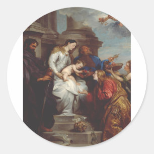 Kröningen av Sankta Rosalia av Anthony van Dyck Runt Klistermärke