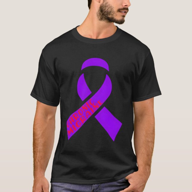 Kronisk migrän Fighter Lila Ribbon Huvudvärk Wa T Shirt (Framsida)