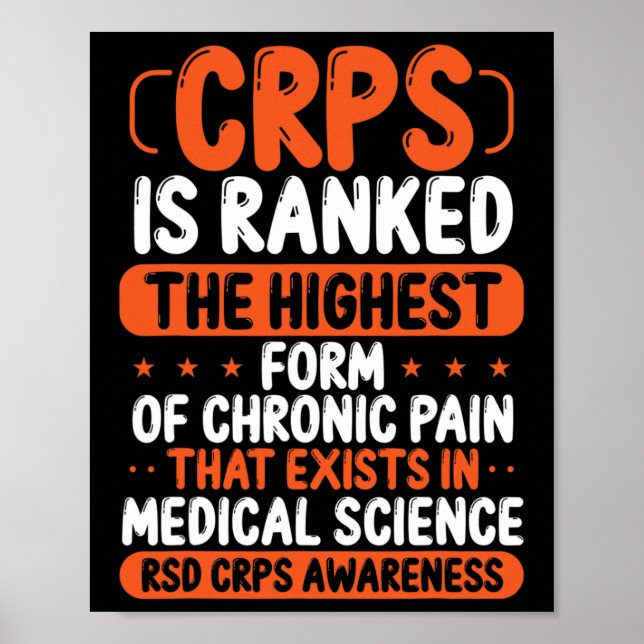 Kronisk smärta Orange Ribbon Rsd Crps Poster (Framsidan)