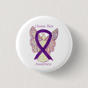 Kronisk smärtmedvetandegrad Angel Ribbon Art Pin Knapp