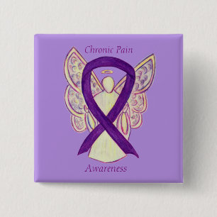 Kronisk smärtmedvetandegrad Angel Ribbon Art Pin Knapp
