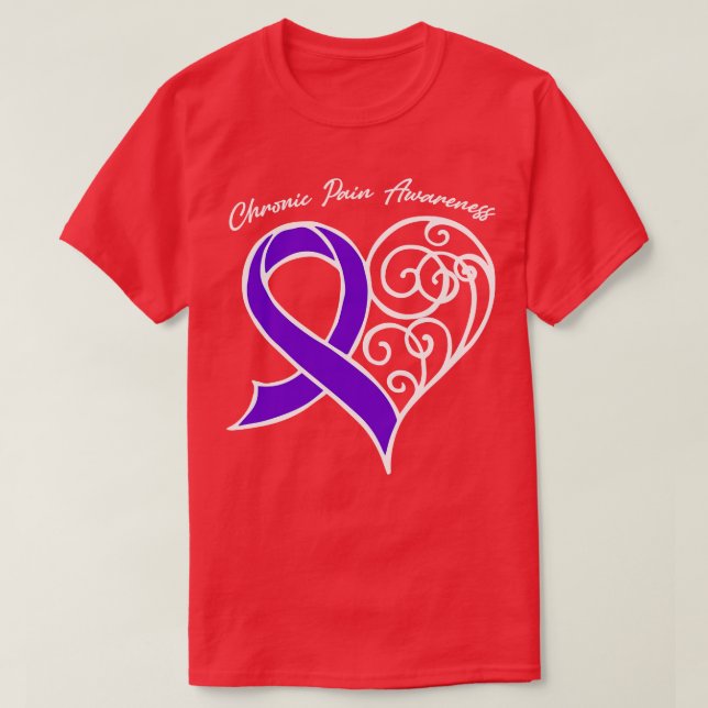 Kronisk smärtmedvetandegrad Hjärtat Ribbon Gift Va T Shirt (Design framsida)