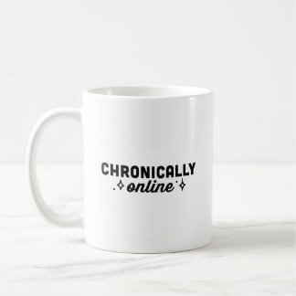 Kroniskt online rolig doomscrollande tjej kaffemugg