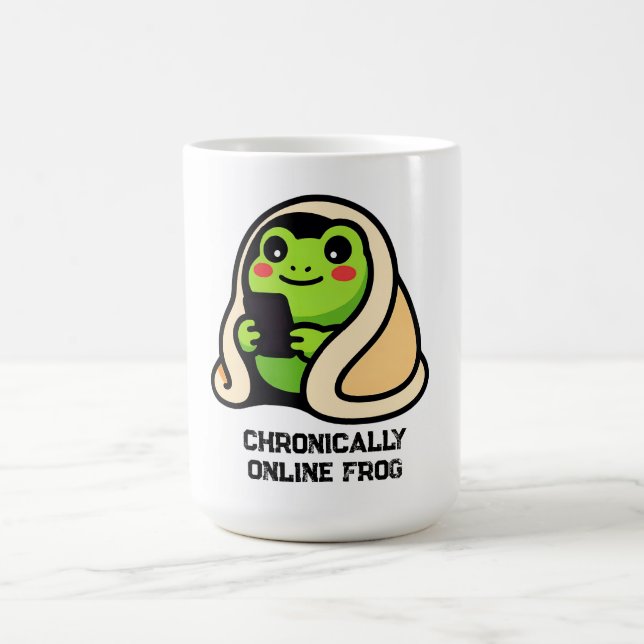 kroniskt uppkopplad Groda Roligt Meme Kaffemugg (Center)
