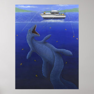 Kronosaurus Interrupts a Fishing Trip Poster
