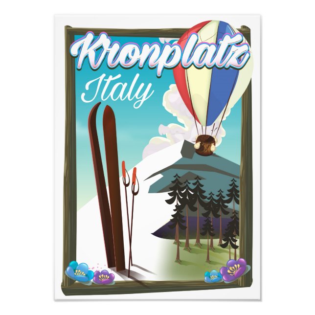 Kronplatz Italien skidestinationsaffisch Fototryck (Framsidan)