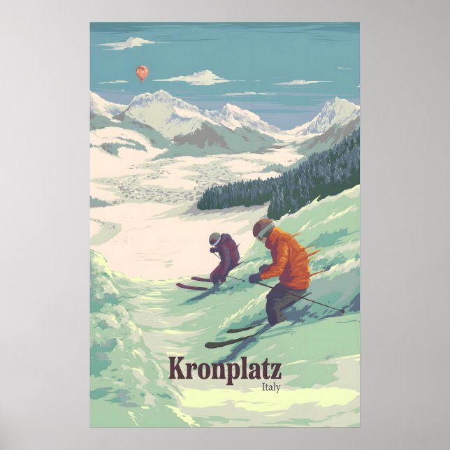 Kronplatz Italien Skidort Reseskylt Poster (Framsidan)