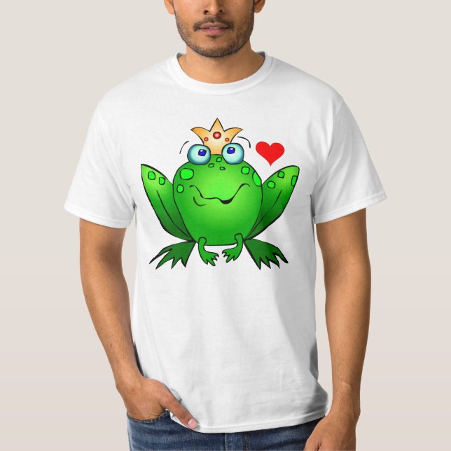 Kronprins med den gulliga tecknadgrodan för hjärta t-shirt (Framsida)