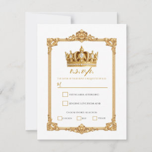 Krönt i Guld Kunglig Krona Elegant Bröllopsanmälan Inbjudningar