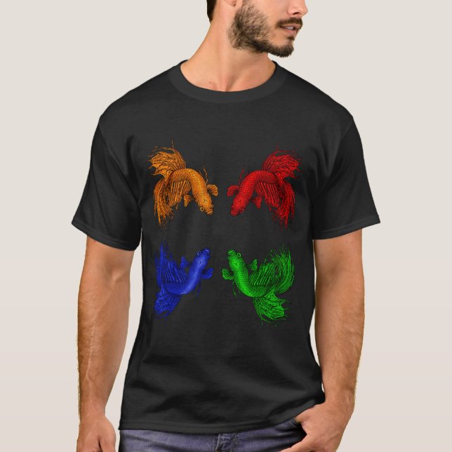 Krönt Siamese kampfiskar T Shirt (Framsida)