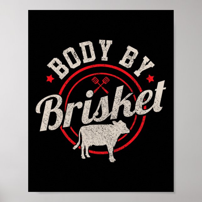 Kropp av Brisket Funny Steak Älskare Grilling Bbq  Poster (Framsidan)