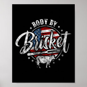 Kropp av Brisket USA flagga Patriotic Barbeque 4:e Poster