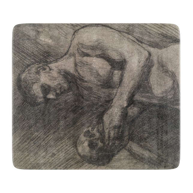 Kropp av en man som håller en skull (av Albert Ede (Framsidan)