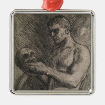 Kropp av en man som håller en skull (av Albert Ede