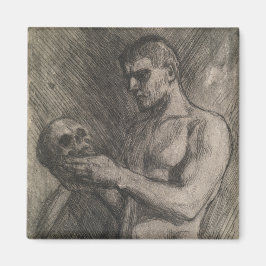 Kropp av en man som håller en skull (av Albert Ede Magnet