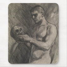 Kropp av en man som håller en skull (av Albert Ede